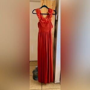 Chic Scarlet Floral Maxi Dress